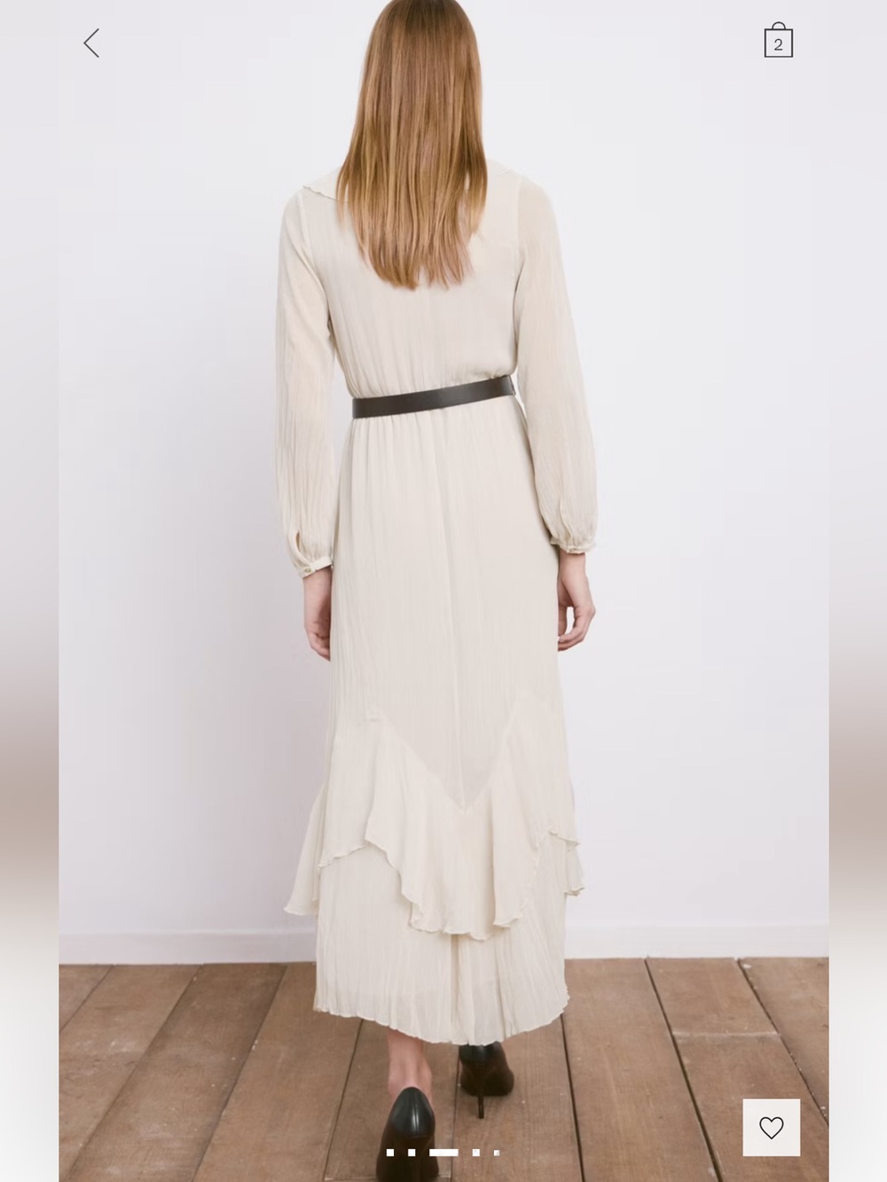 Mango off white chiffon maxi dress with belt size small - Picture 3 of 9